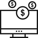 monitor with money symbols