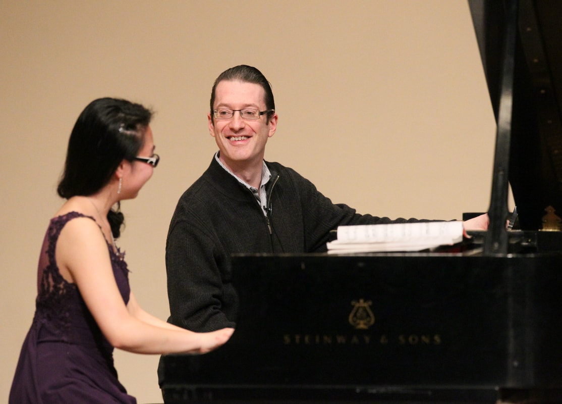 piano lab student practicing at recital