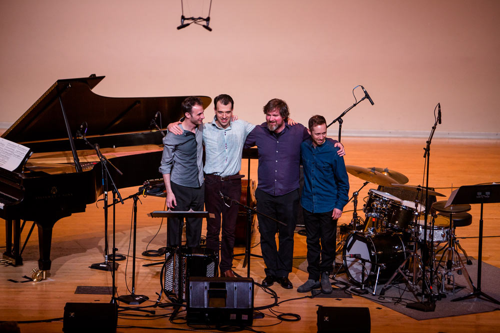 Julien Labro Quartet standing on stage after performance