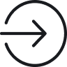 line drawn circle with an arrow through it pointing right