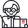 a line drawn teacher holding a book