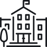 line drawn icon of a university