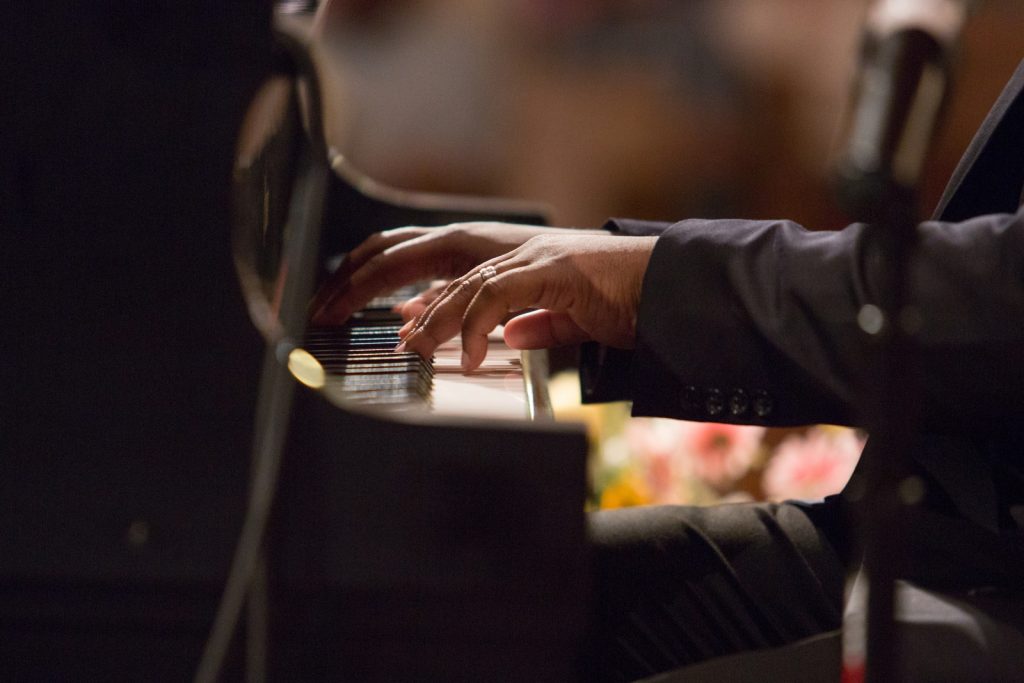 close up of Rufus Ferguson Ensemble pianists hands