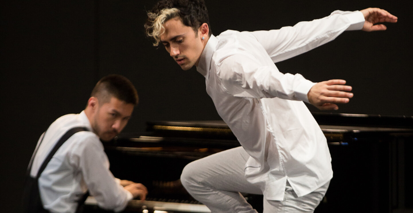 Conrad Tao and Caleb Teicher perform piano and dance