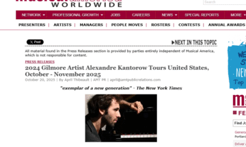 Alexandre Kantorow Musical America Article