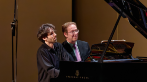 Pierre and Alexandre Kantorow playing the piano